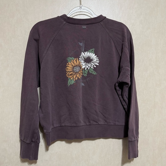 ONeill Sweatshirt Brown Floral Crew Neck Casual Beachy Boho Pullover Sweatshirt - Picture 1 of 5